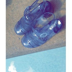 clear blue shoes
